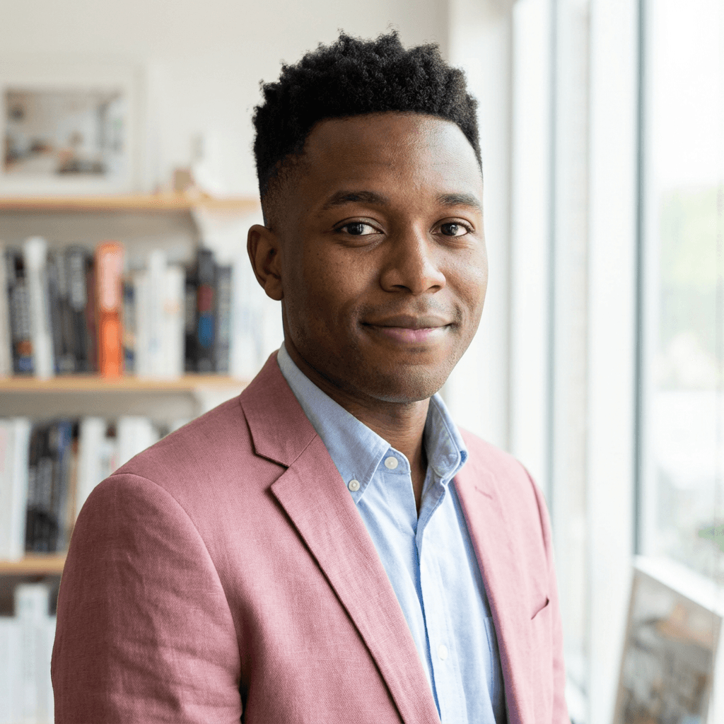 James Carter, a professional man in his late 30s, in his retail store